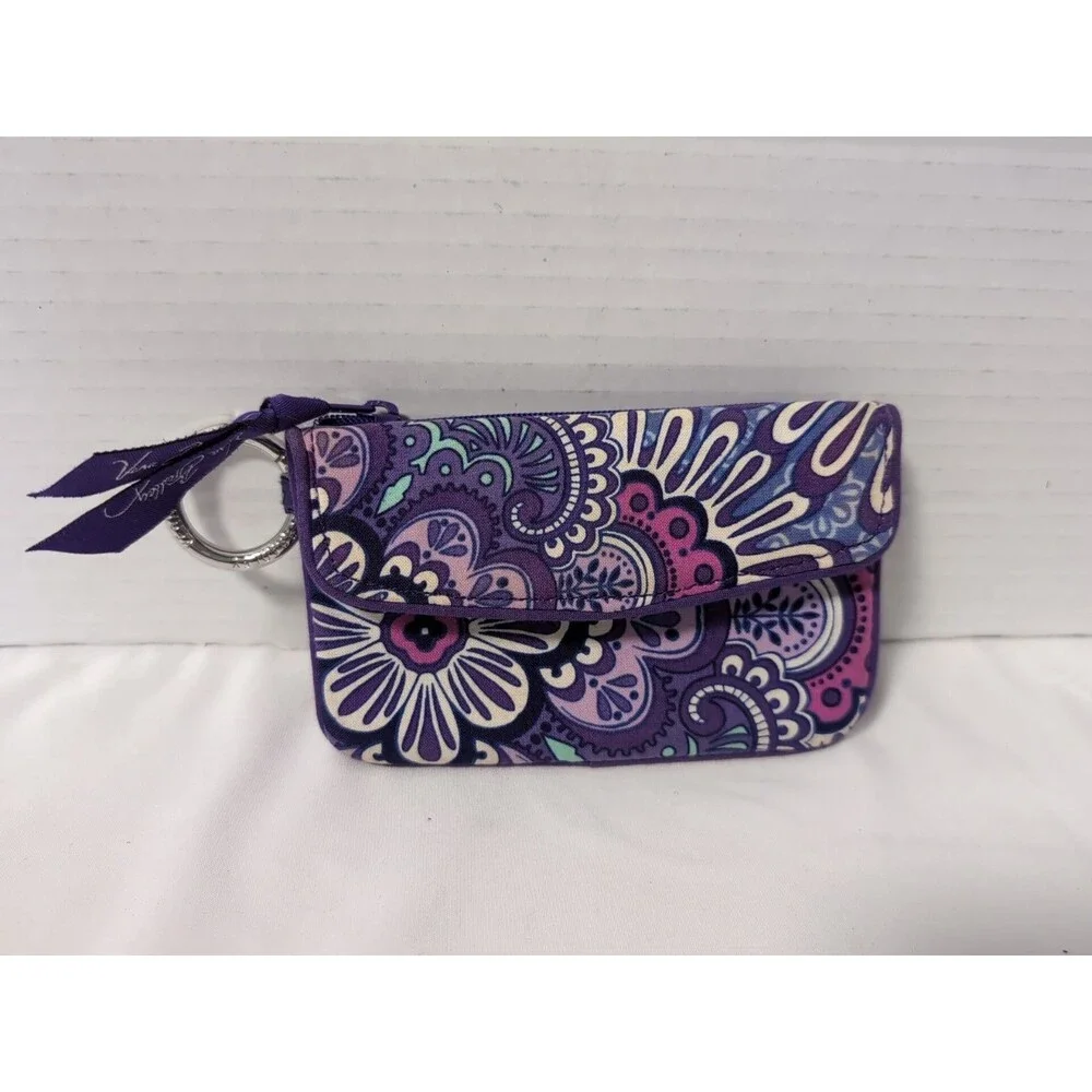 VERA BRADLEY Lot of 2 KEYCHAIN ID CARD HOLDER PURPLE RED - Picture 2 of 16